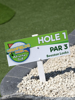 Image of a sign at the Highfields Park Adventure Golf