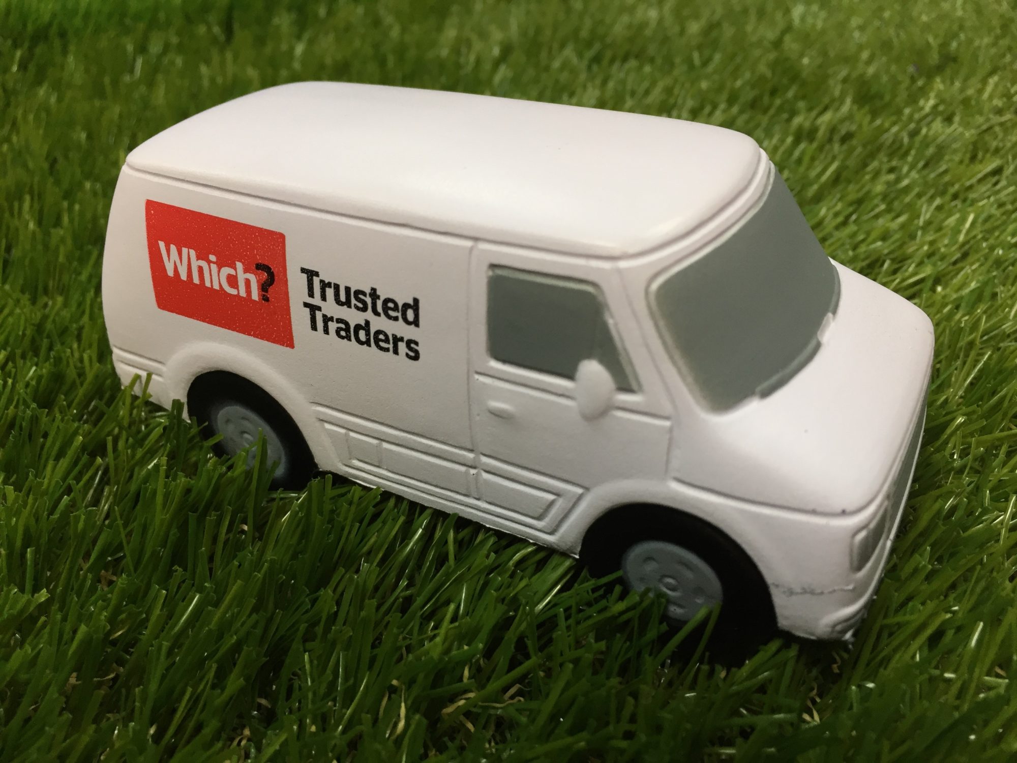 A model van on Artificial Grass showing LazyLawn is a Which? trusted Trader
