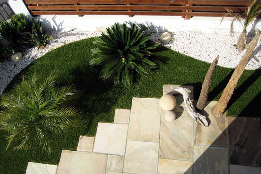 Artificial grass at someone's holiday home