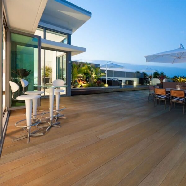 Millboard decking Coppered Oak on an outdoor terrace