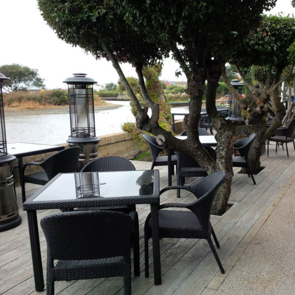 LazyLawn Millboard decking in Driftwood by a river