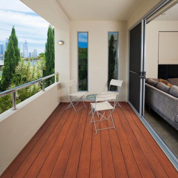 Millboard decking in Jarrah on a balcony