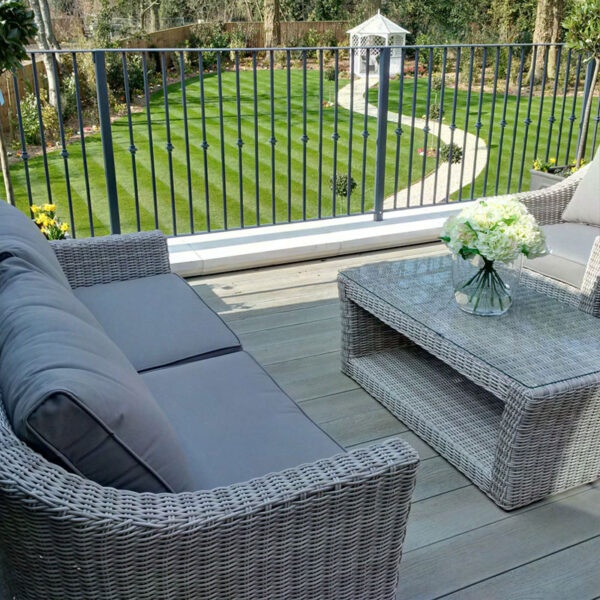 Image of Millboard decking in Smoked Oak on a balcony