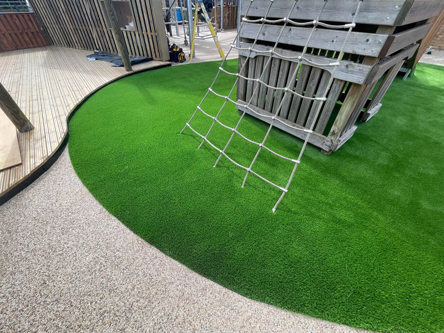 Artificial grass at a play area at Laxton Junior School