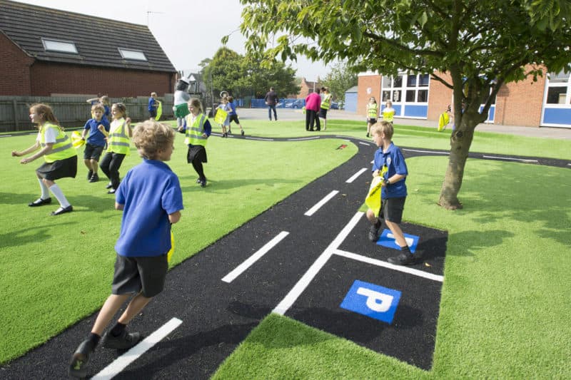 Children playing on LazyPlay road