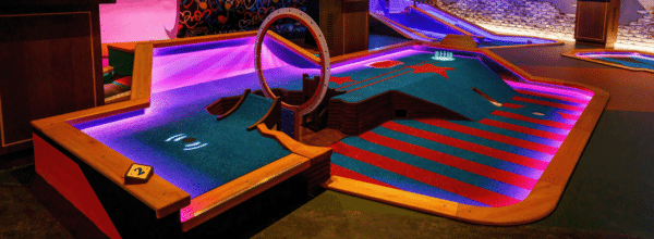 Meadow Twist being used for an indoor crazy golf course